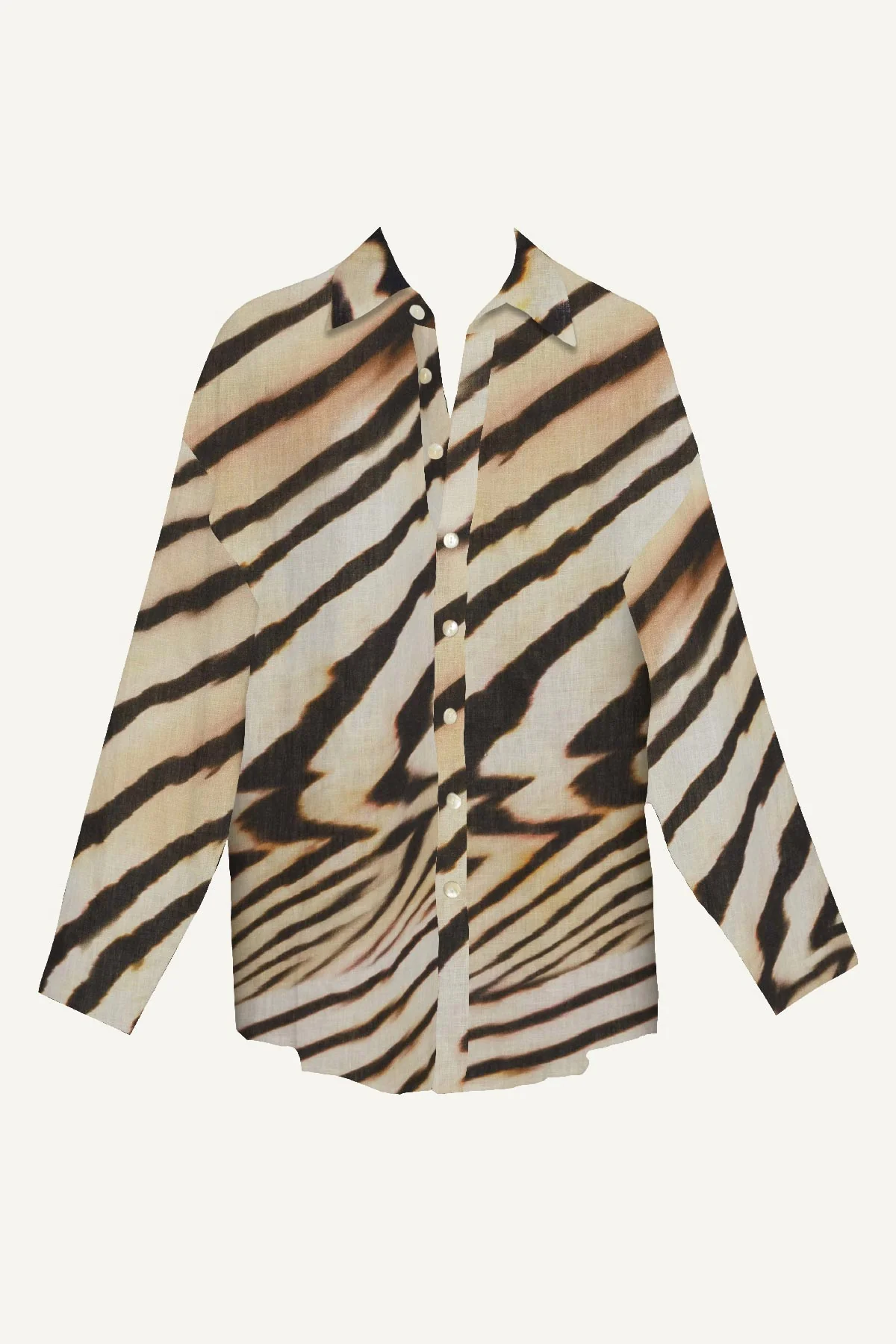 Playa Linen Boyfriend Shirt - Shell Stripe Linen - Image 9