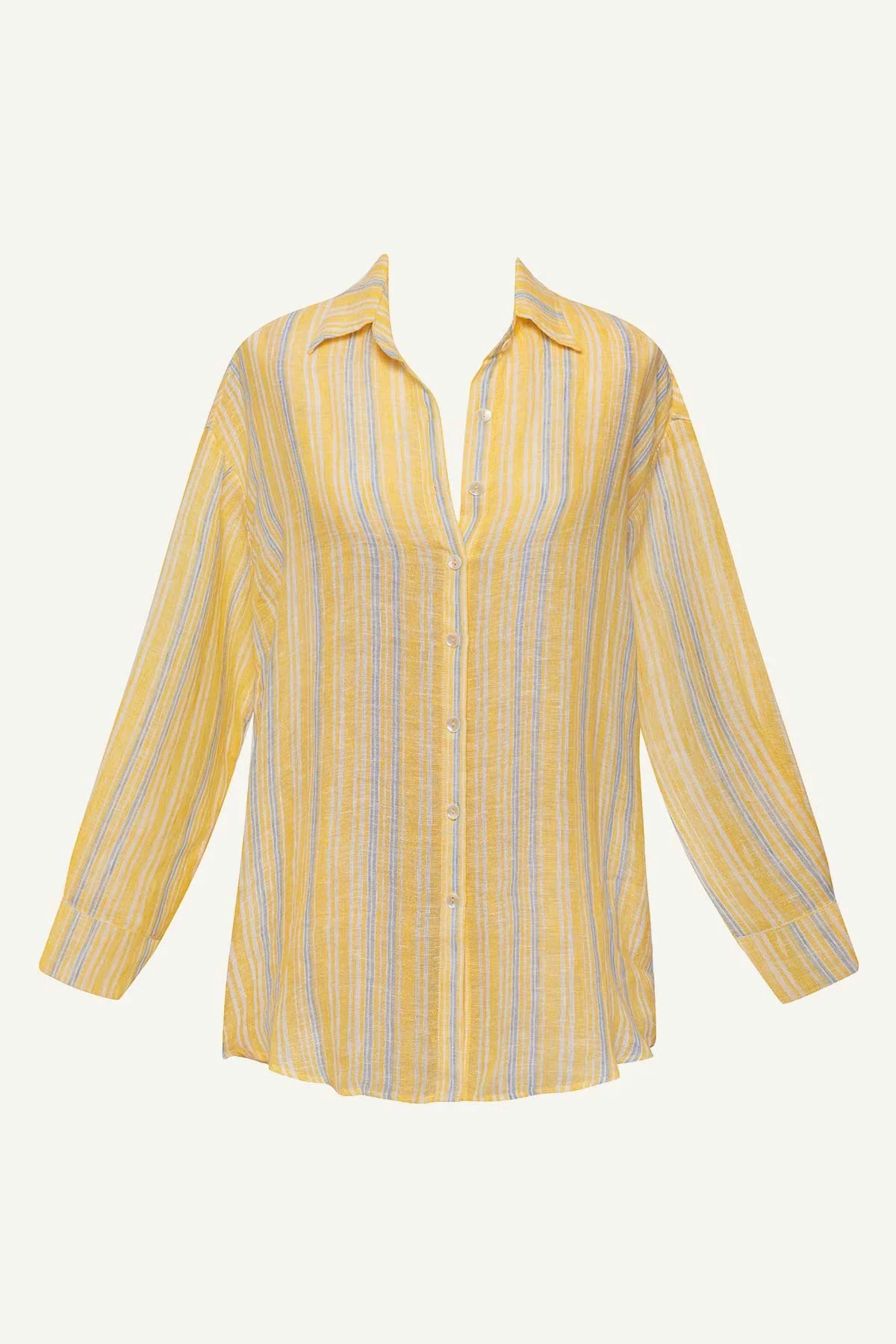 Playa Linen Boyfriend Shirt - Sunny Skies EcoLinen - Image 5
