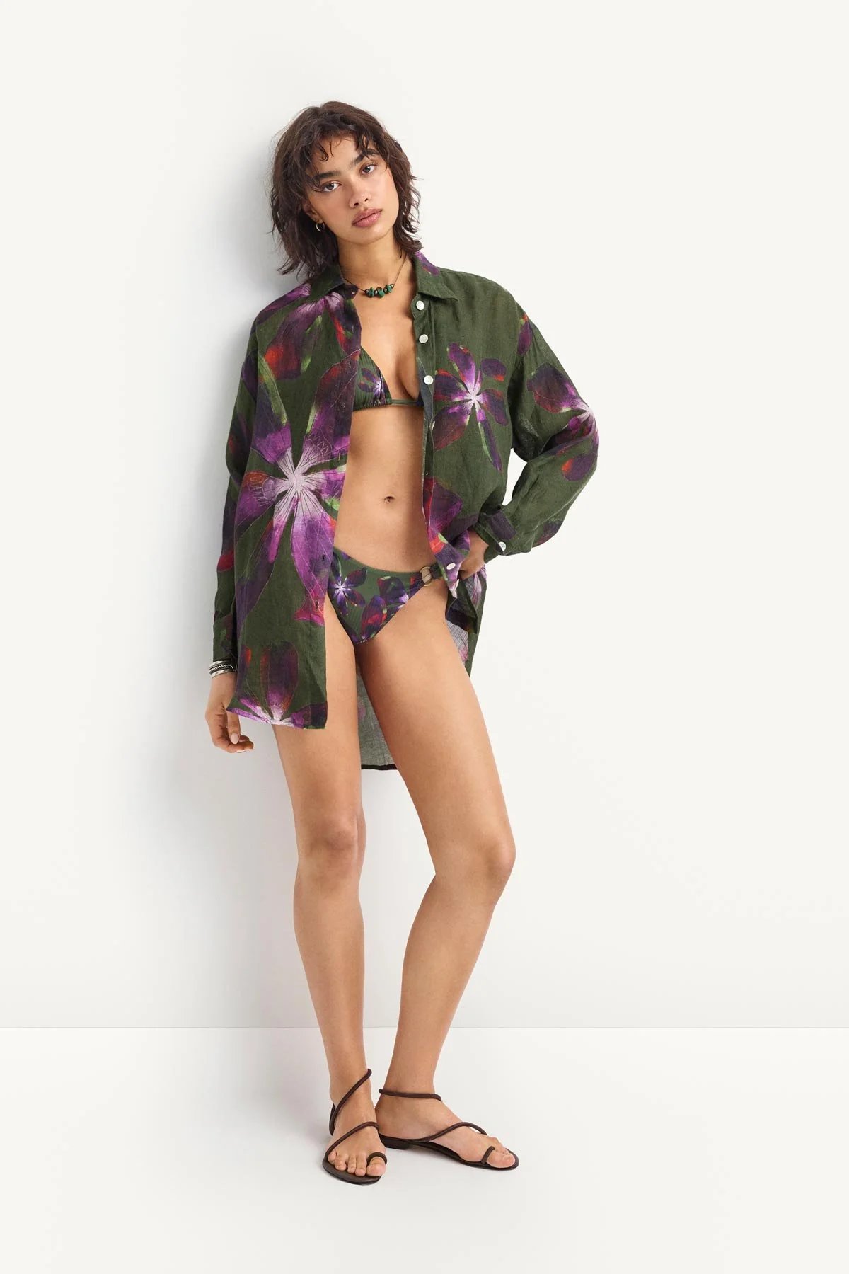 Playa Linen Boyfriend Shirt - Watercolor Orchid Ecolinen - Image 2