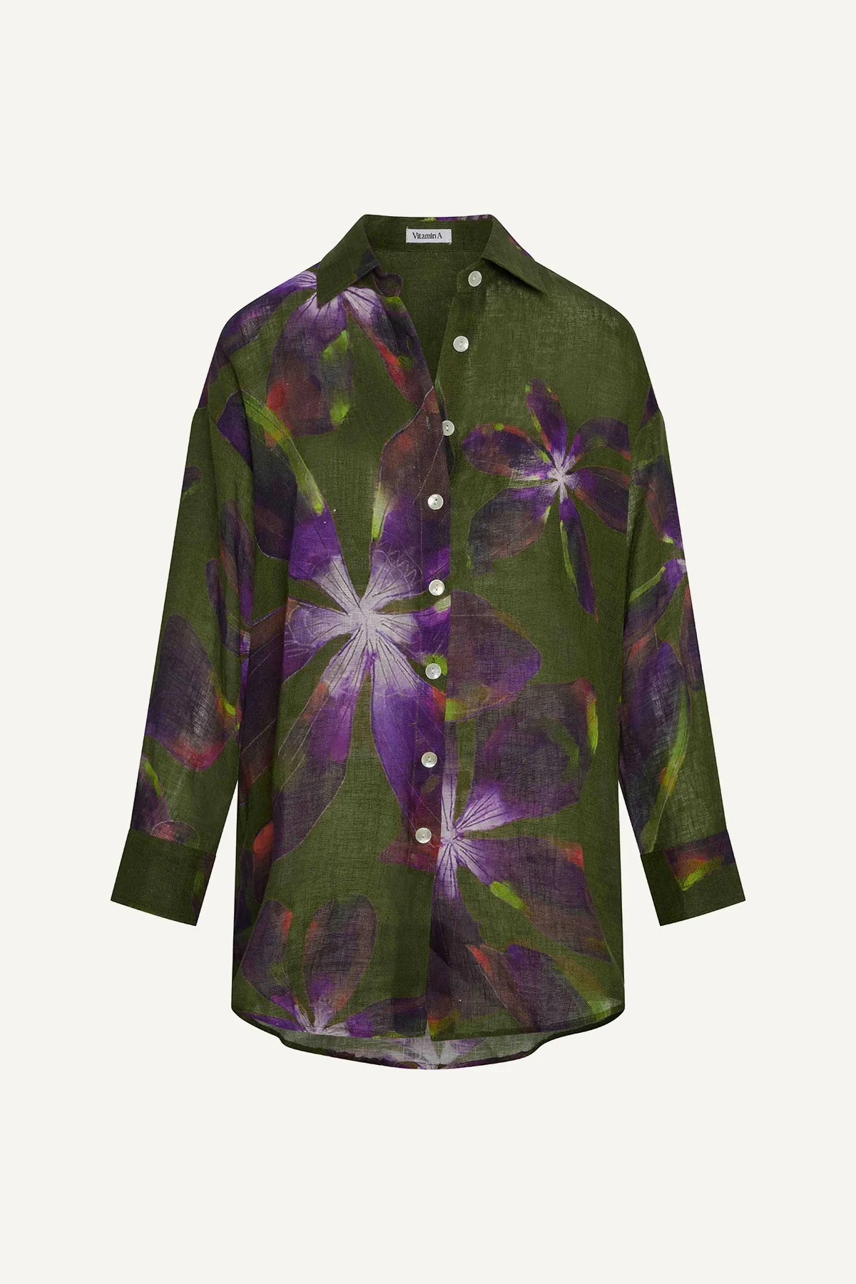 Playa Linen Boyfriend Shirt - Watercolor Orchid Ecolinen - Image 7