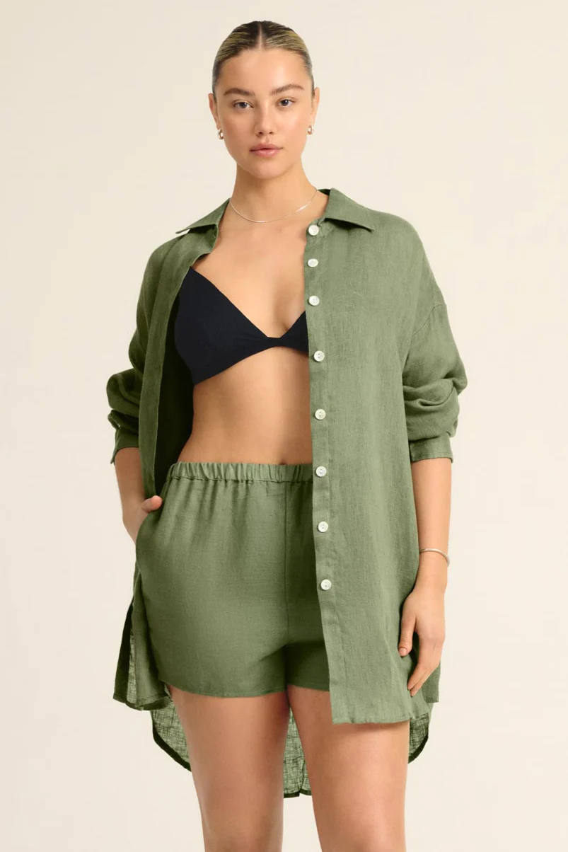 Playa Linen Boyfriend Shirt - Agave EcoLinen - Image 6