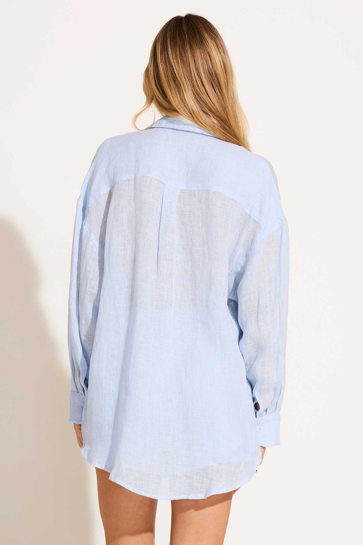 Playa Linen Boyfriend Shirt - Celeste EcoLinen - Image 4