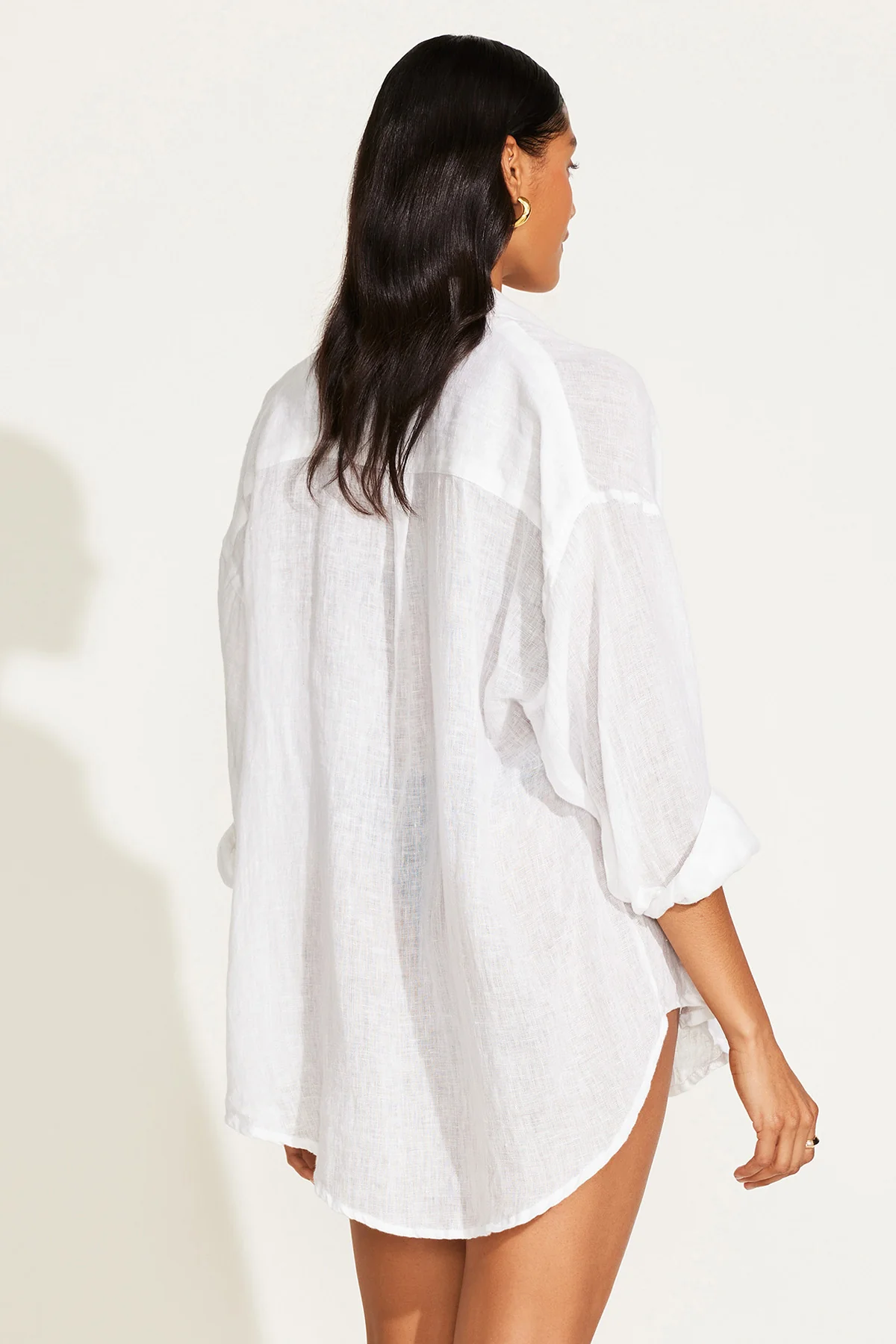 Playa Linen Boyfriend Shirt - White EcoLinen - Image 6