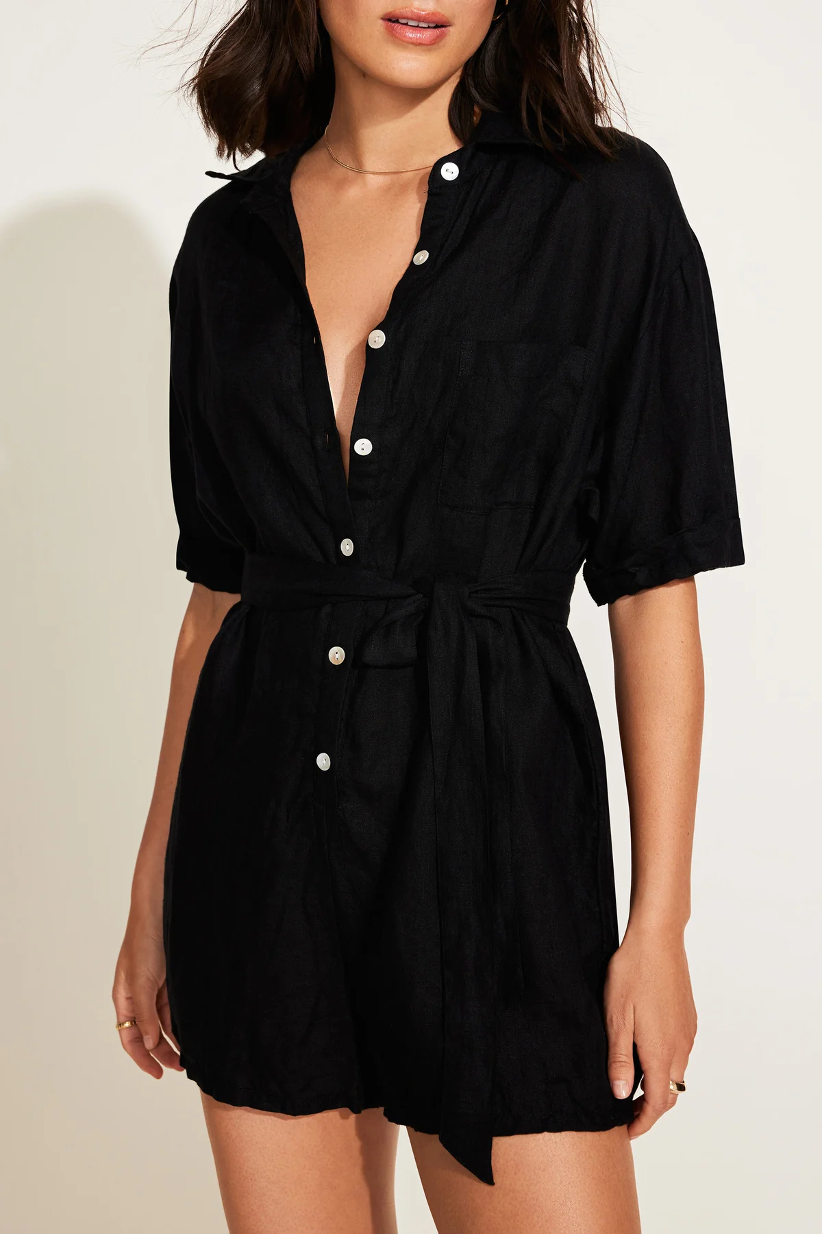 Playa Romper - Black EcoLinen - Image 3
