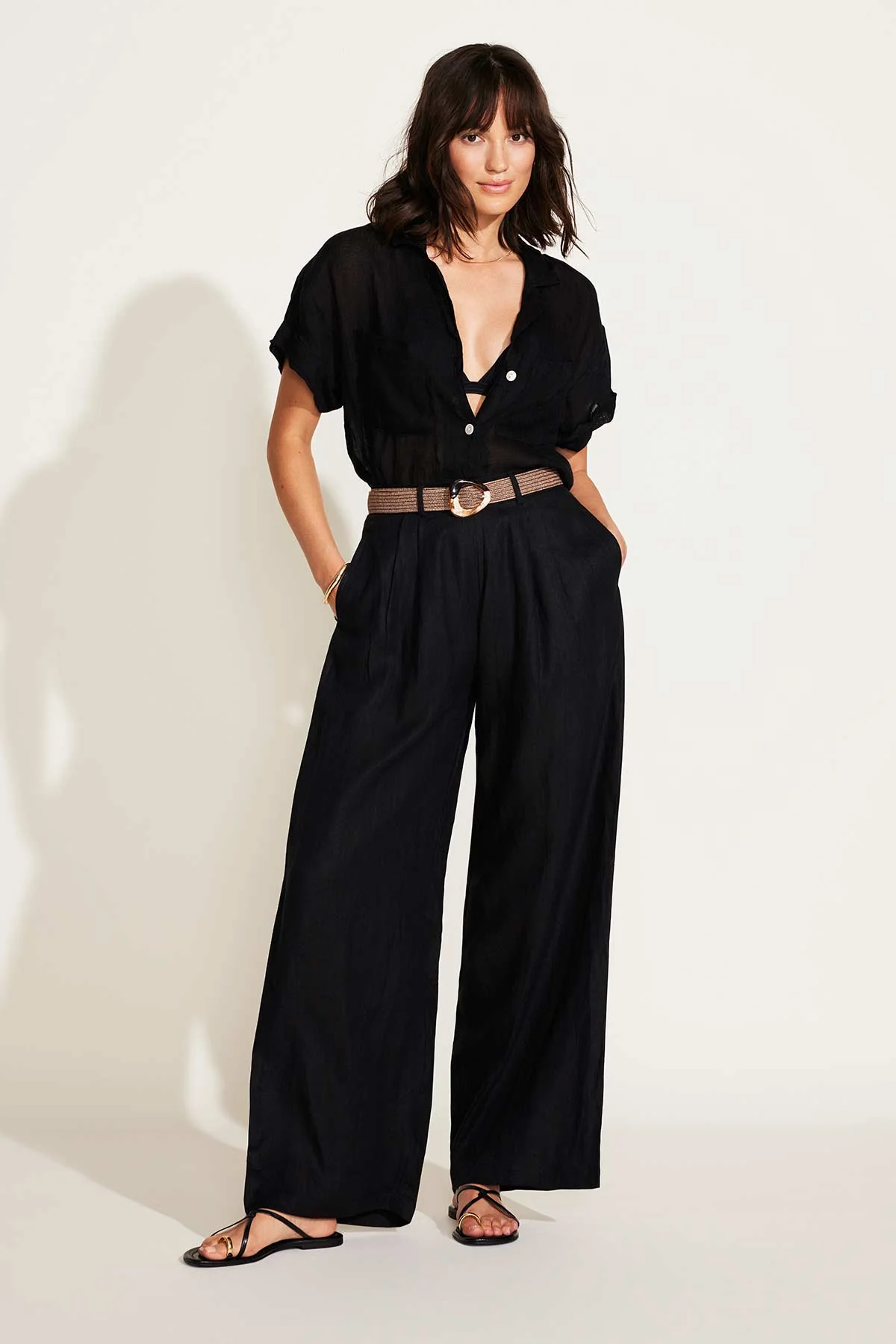 Playa Pocket Blouse - Black EcoLinen - Image 5