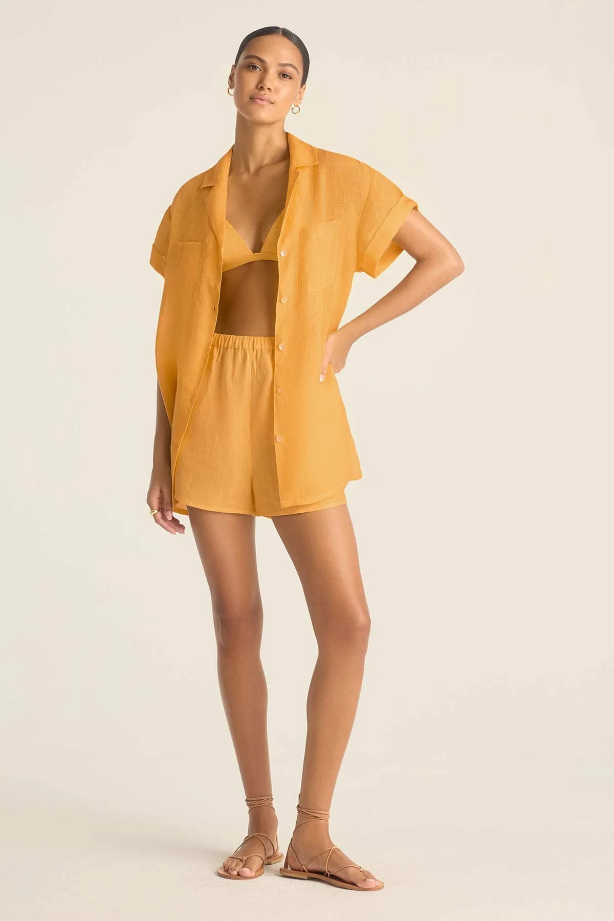 Playa Pocket Blouse - Creamsicle EcoLinen - Image 2