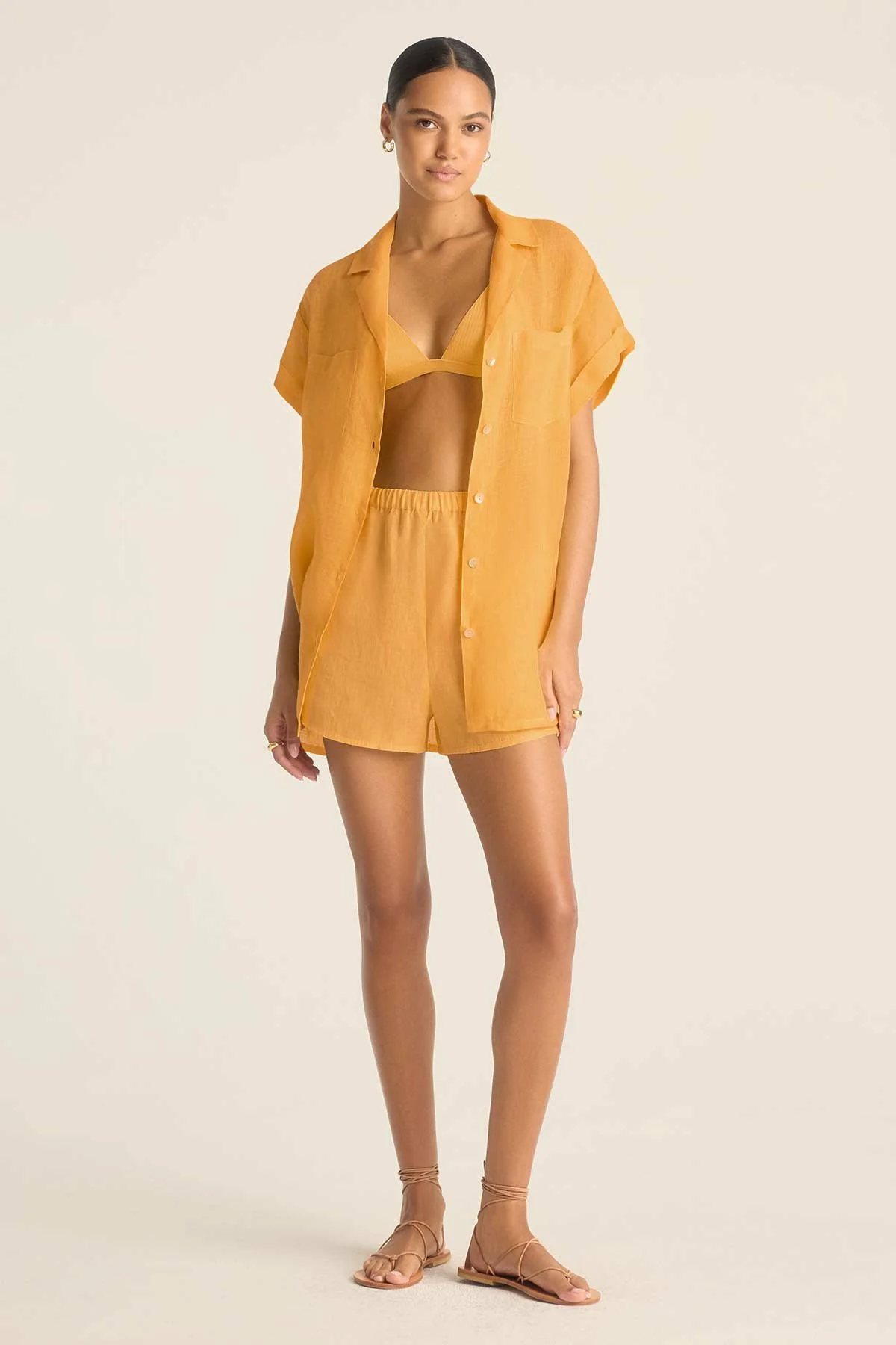 Playa Pocket Blouse - Creamsicle EcoLinen - Image 4