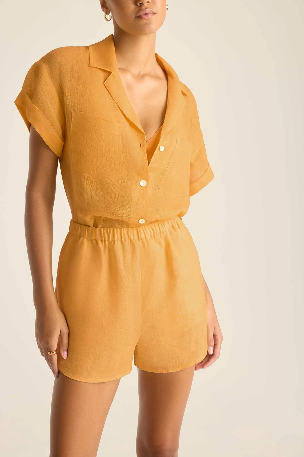 Playa Pocket Blouse - Creamsicle EcoLinen - Image 5
