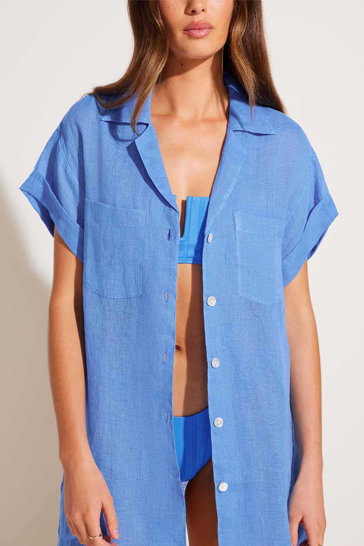 Playa Pocket Blouse - Dream Blue EcoLinen - Image 3
