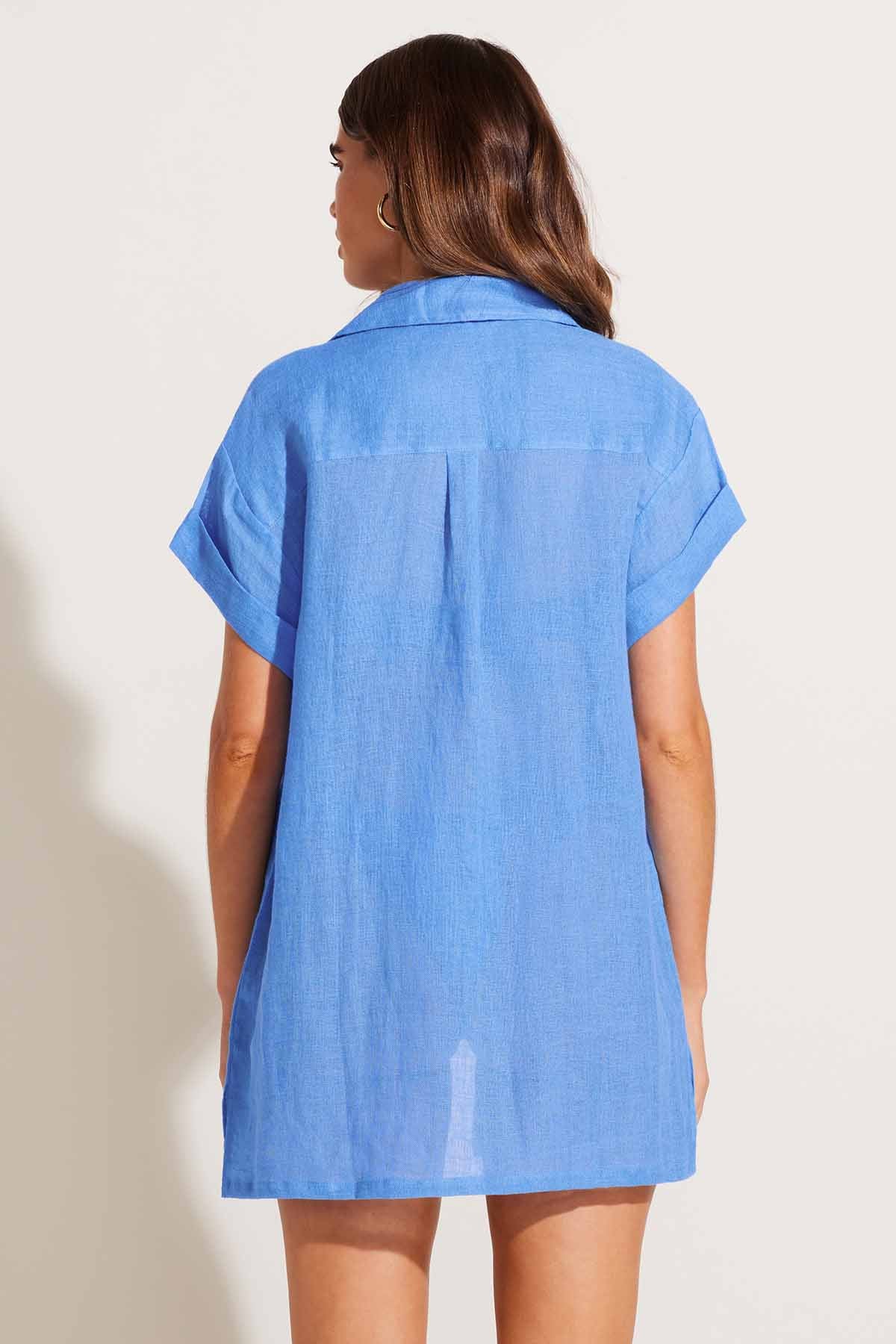 Playa Pocket Blouse - Dream Blue EcoLinen - Image 5