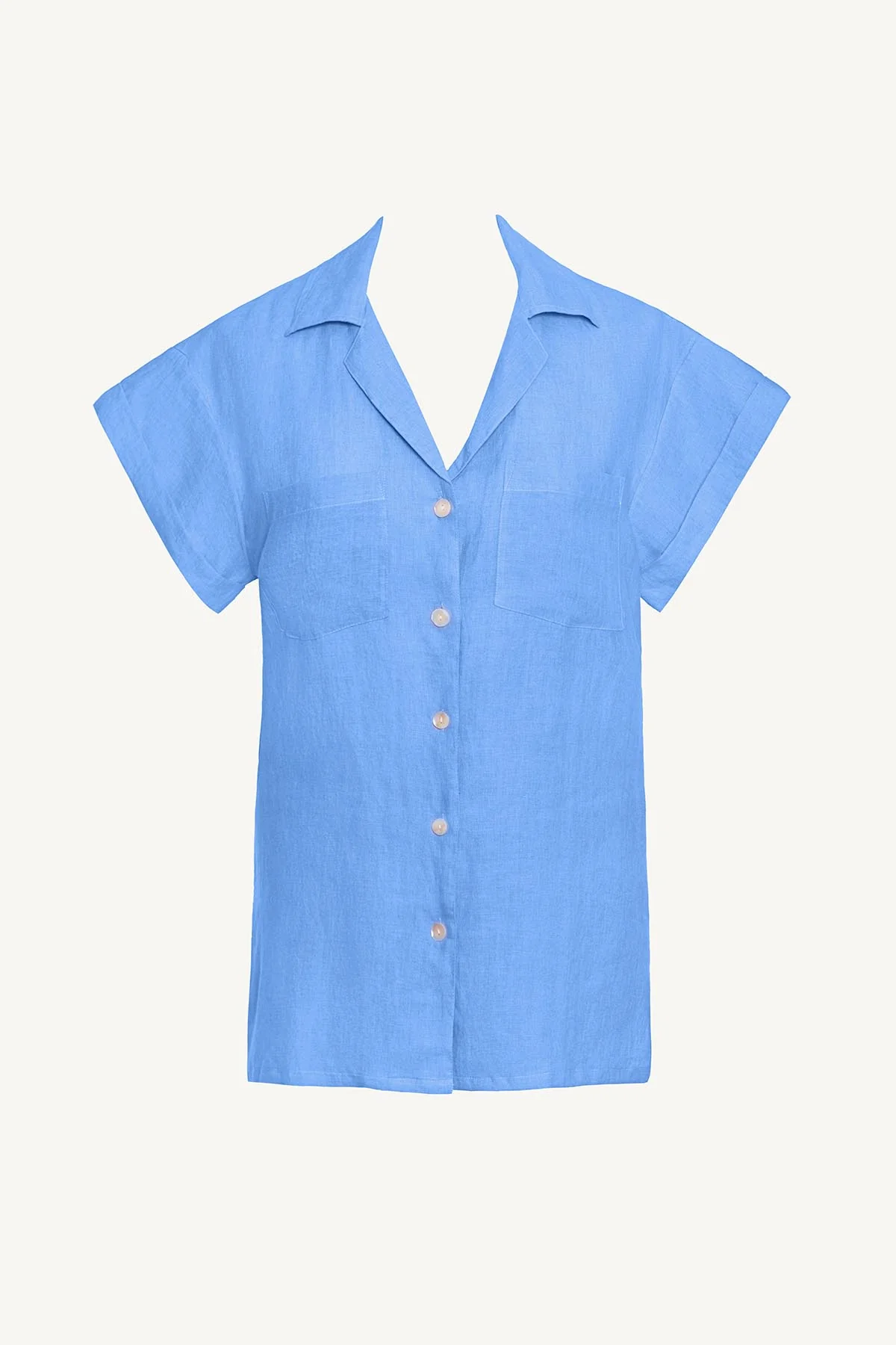 Playa Pocket Blouse - Dream Blue EcoLinen - Image 6