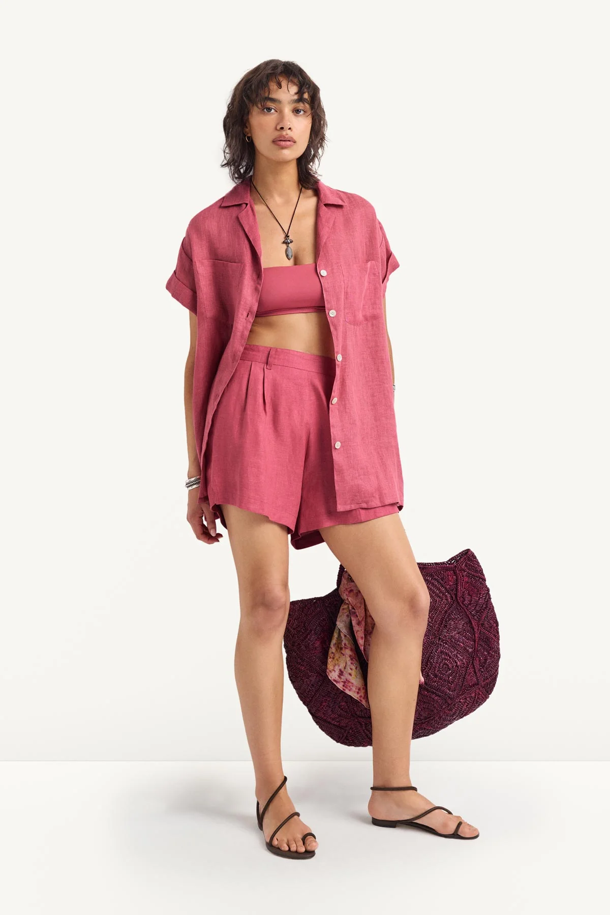 Playa Pocket Blouse - Wild Rose Ecolinen - Image 2