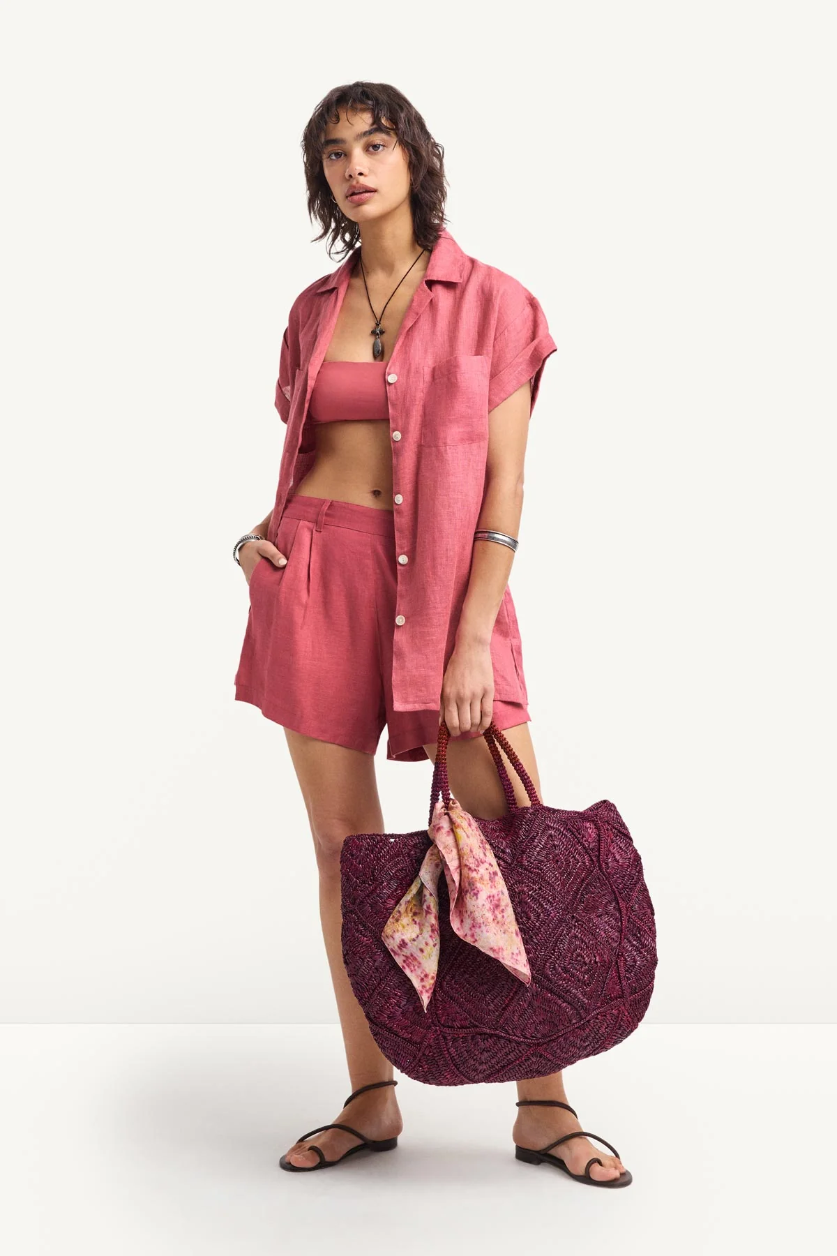 Playa Pocket Blouse - Wild Rose Ecolinen - Image 3