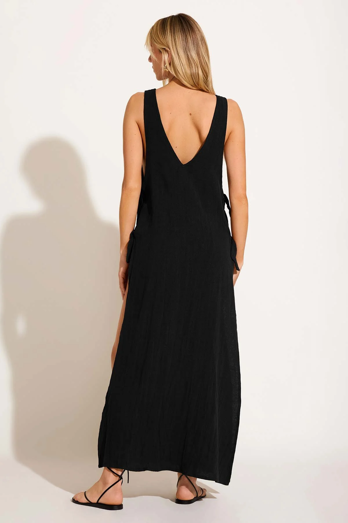 Riviera Dress - Black Crinkle Linen - Image 3