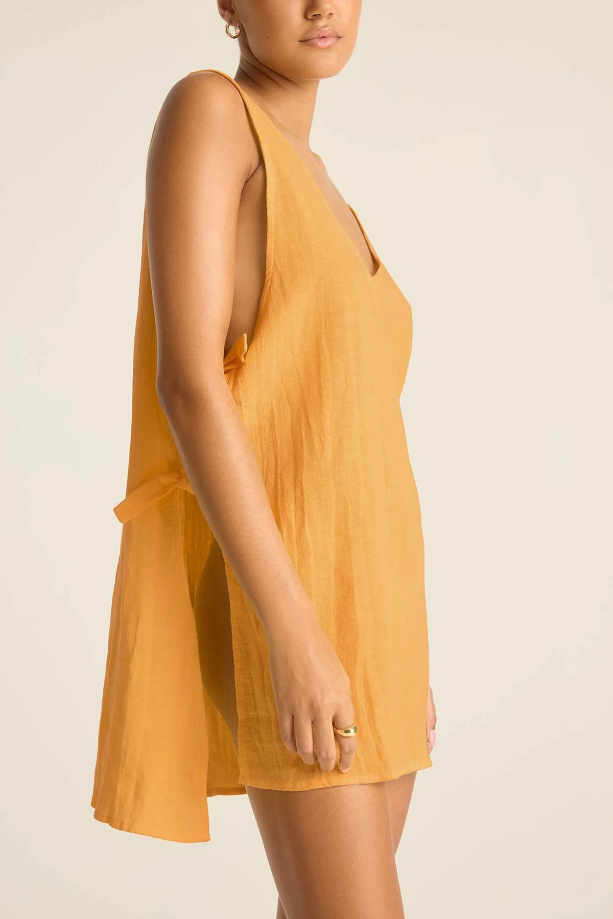 Riviera Mini Dress - Creamsicle Crinkle Linen - Image 2