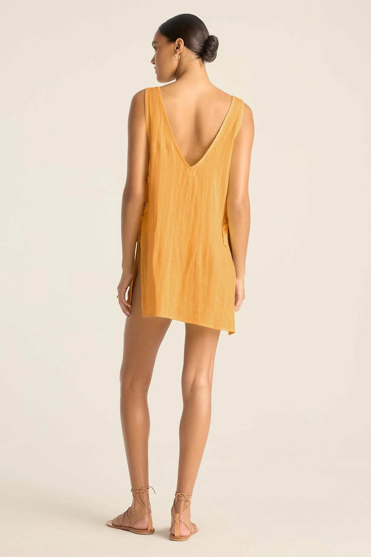 Riviera Mini Dress - Creamsicle Crinkle Linen - Image 3