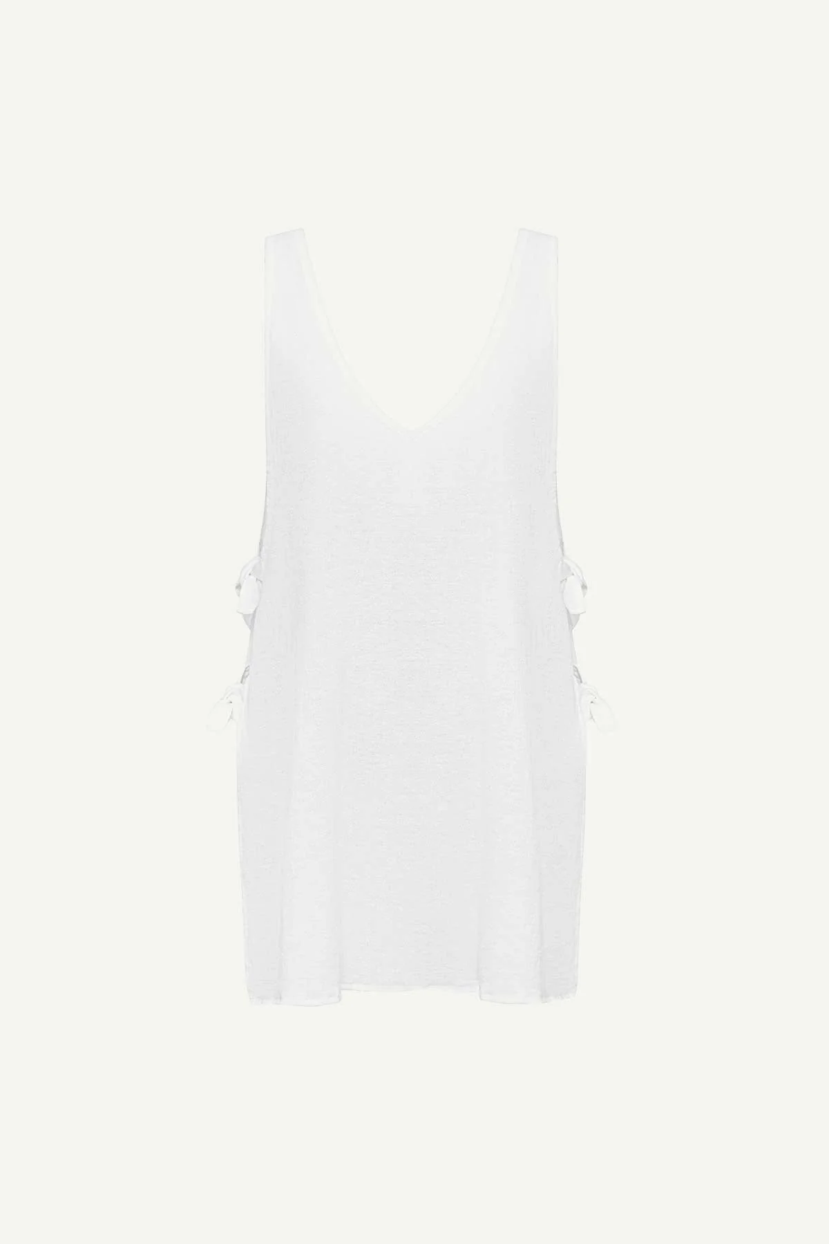 Riviera Mini Dress - White Crinkle Linen - Image 6