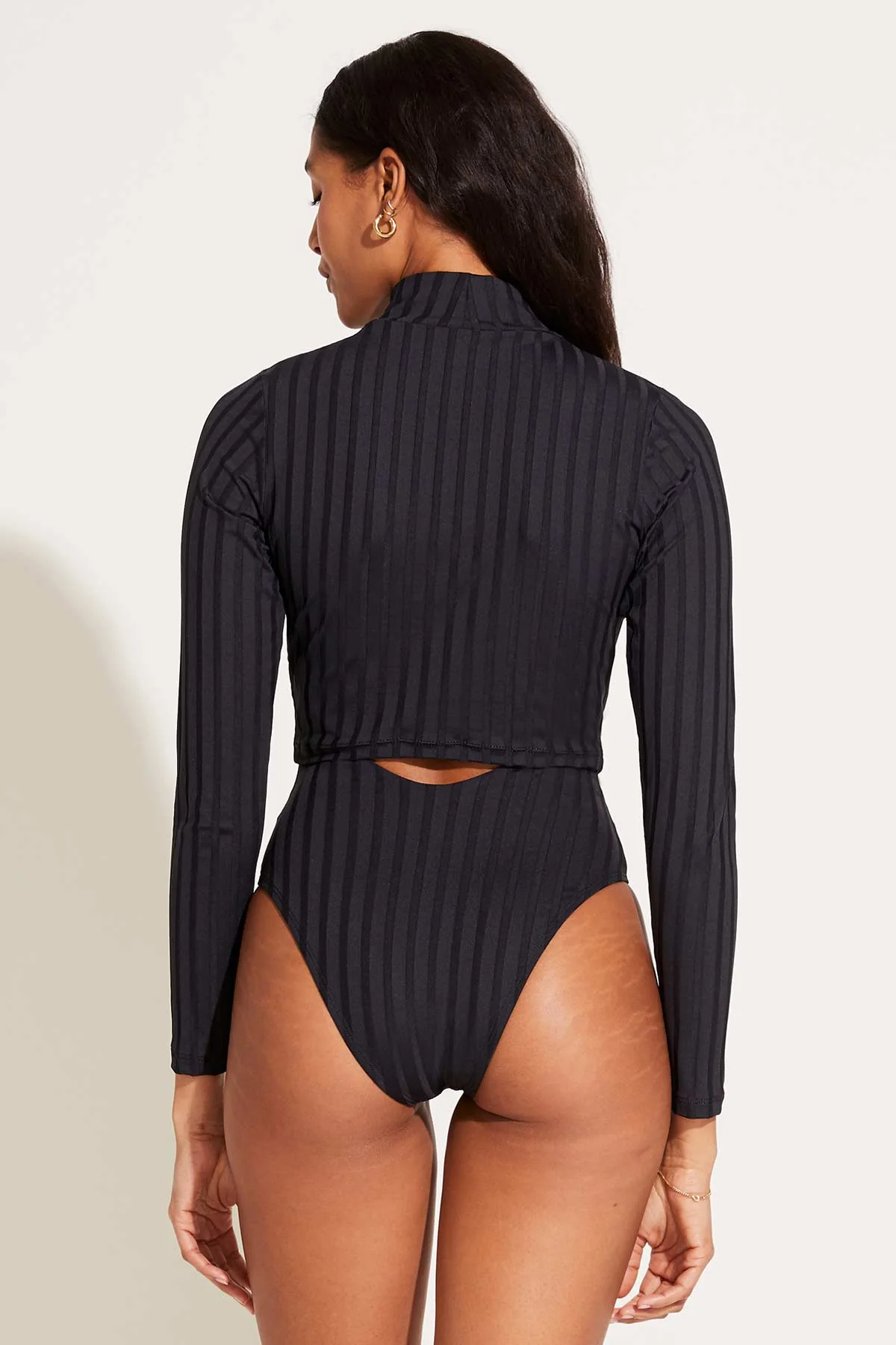 Rossi Long Sleeve Swim Tee - Black SuperRib - Image 4