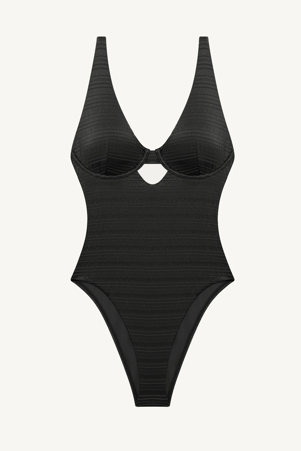 Rossi Underwire One Piece - Black Seersucker Stripe - Image 4