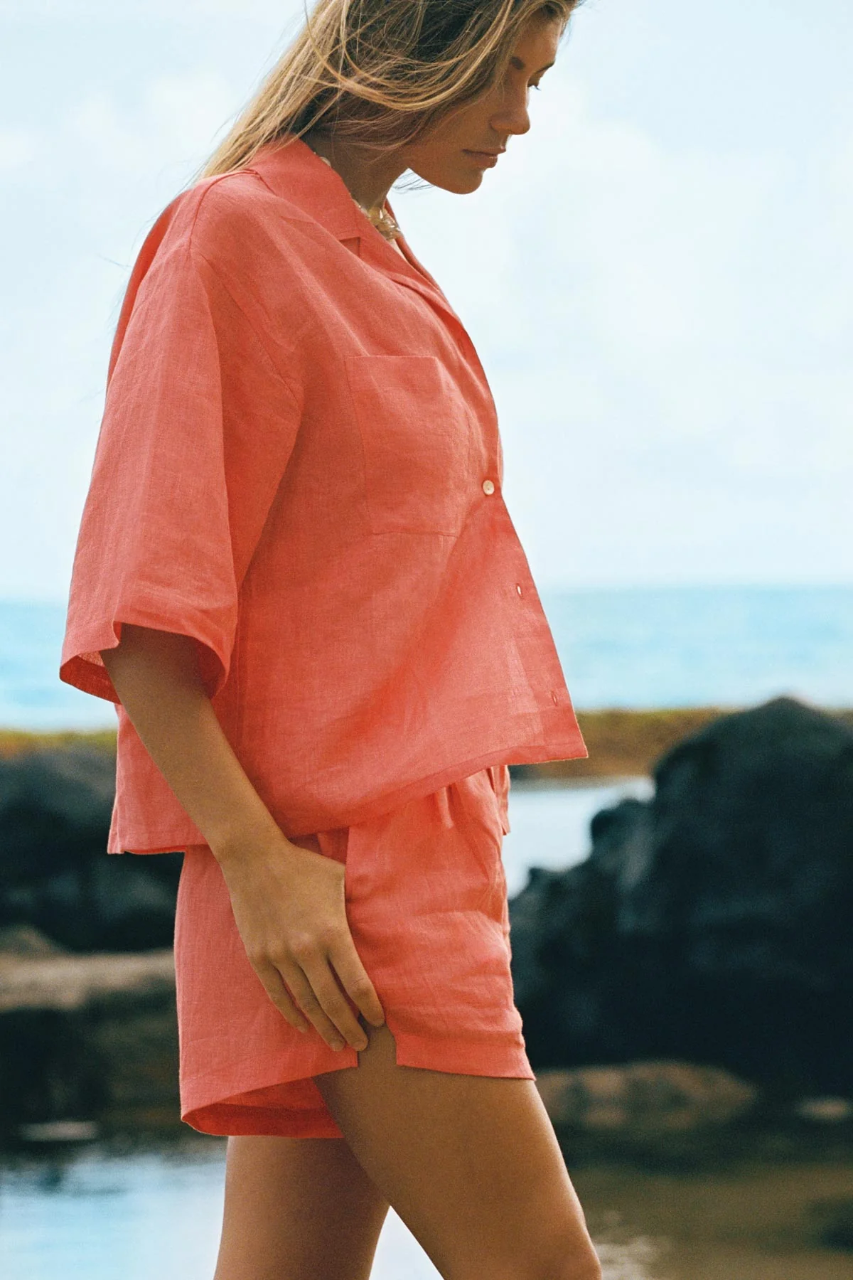 Rowan Resort Shirt - Coral EcoLinen - Image 7