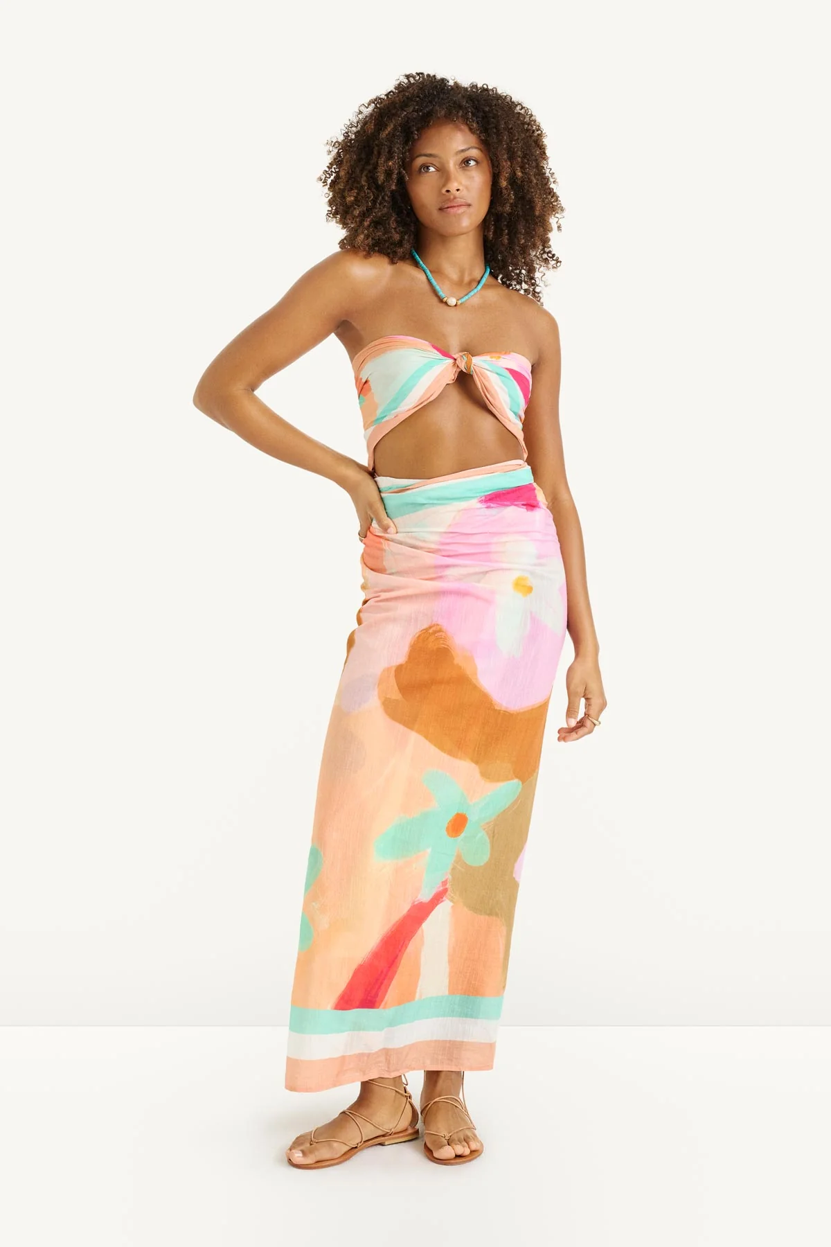 Samara Head Scarf - In Bloom Colorblock Cotton Cupro - Image 3