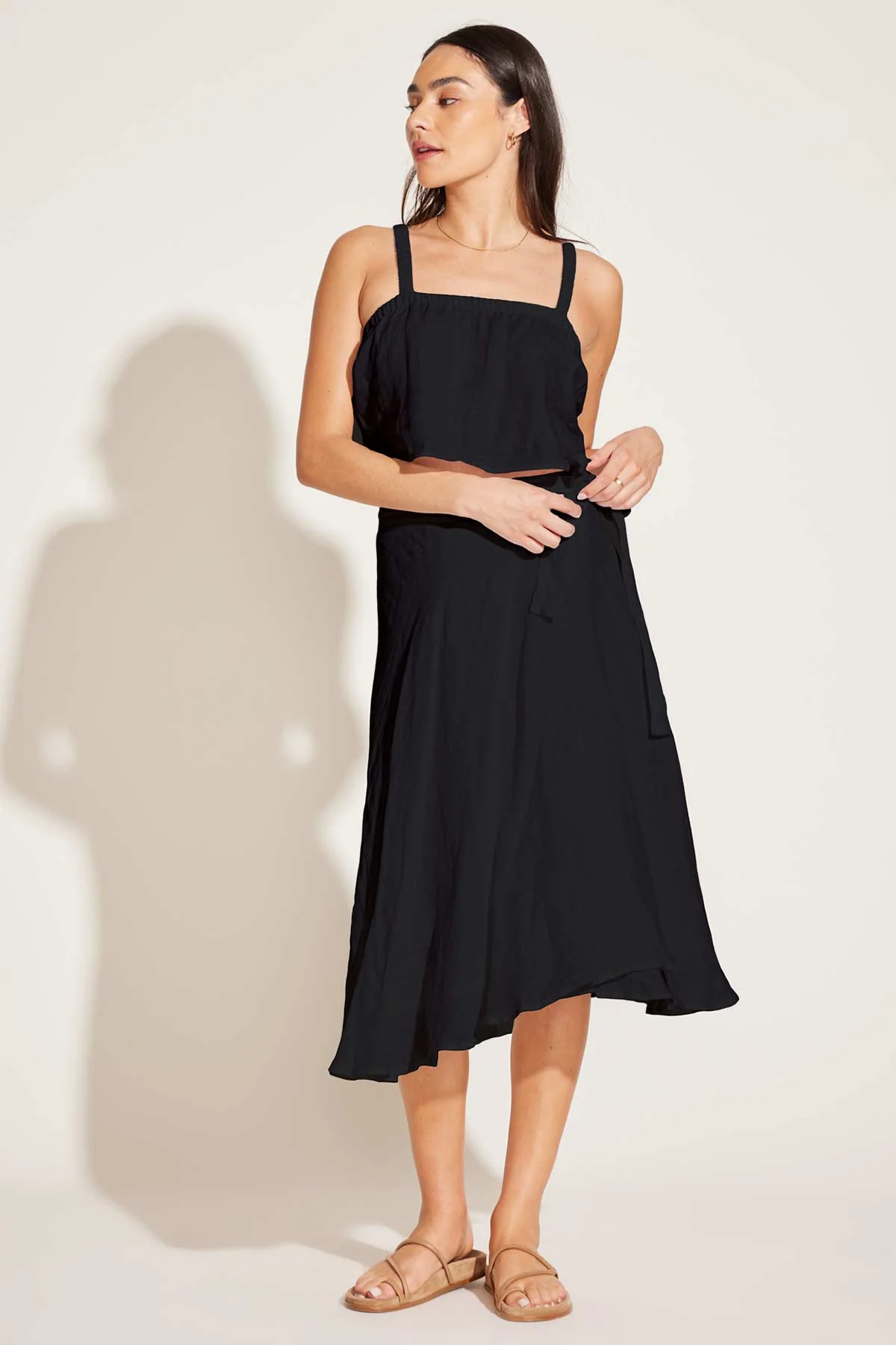 Tallows Blousy Crop Top - Black EcoLinen - Image 2