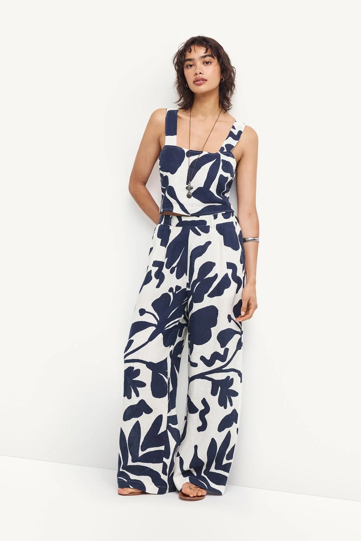 Tallows Crop Top - Night Flower EcoLinen - Image 2