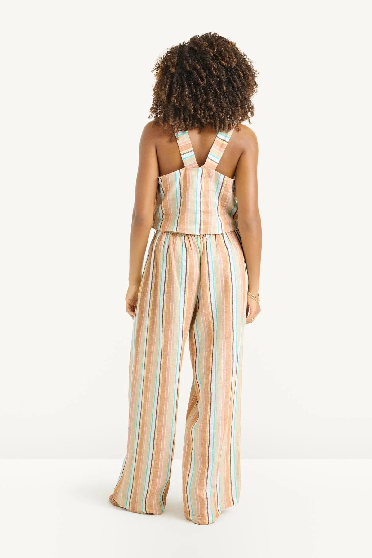 Tallows Crop Top - Sand Dunes Stripe Linen - Image 3