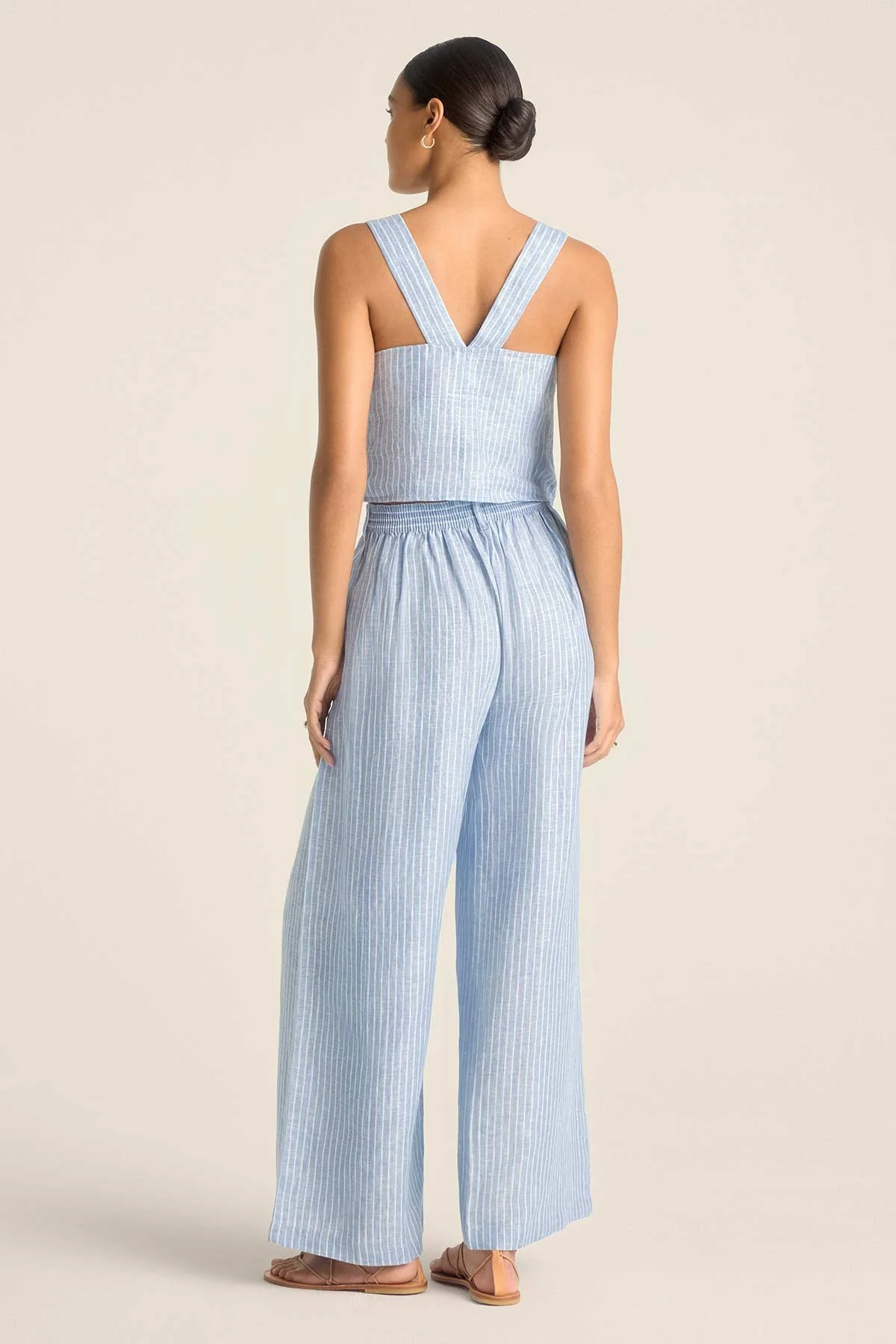Tallows Linen Crop Top - Summer Stripe EcoLinen - Image 3