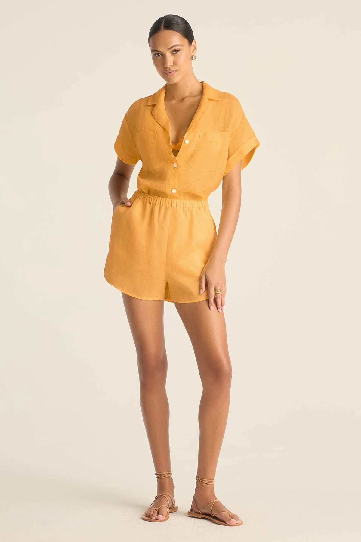 Tallows Linen Short - Creamsicle EcoLinen - Image 4