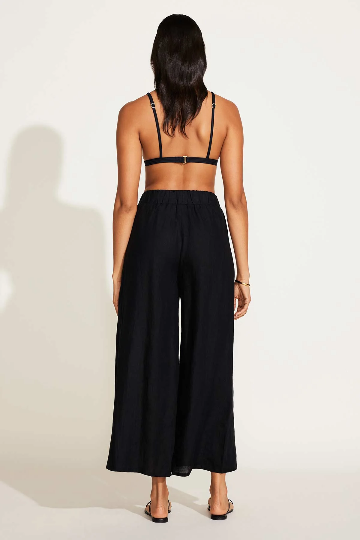 Tallows Linen Wide Leg Pant - Black EcoLinen - Image 5