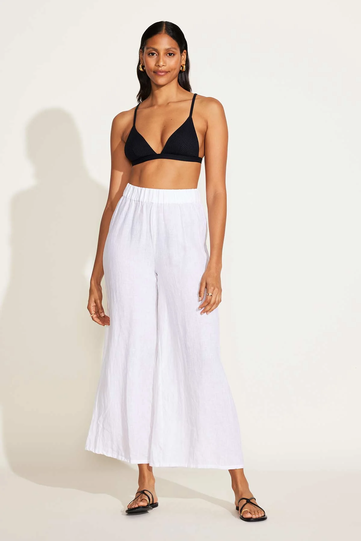 Tallows Linen Wide Leg Pant - White EcoLinen - Image 3