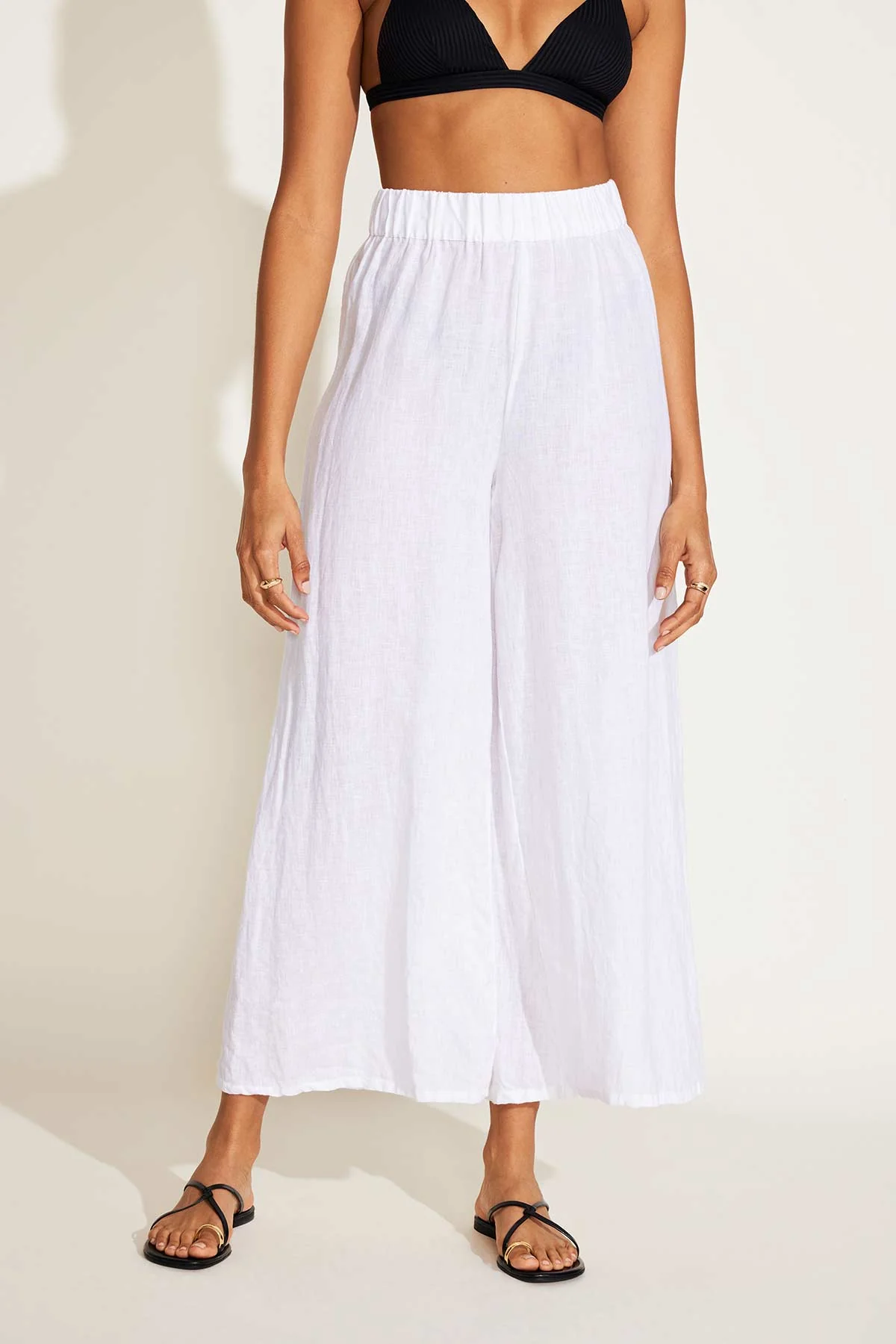 Tallows Linen Wide Leg Pant - White EcoLinen - Image 5