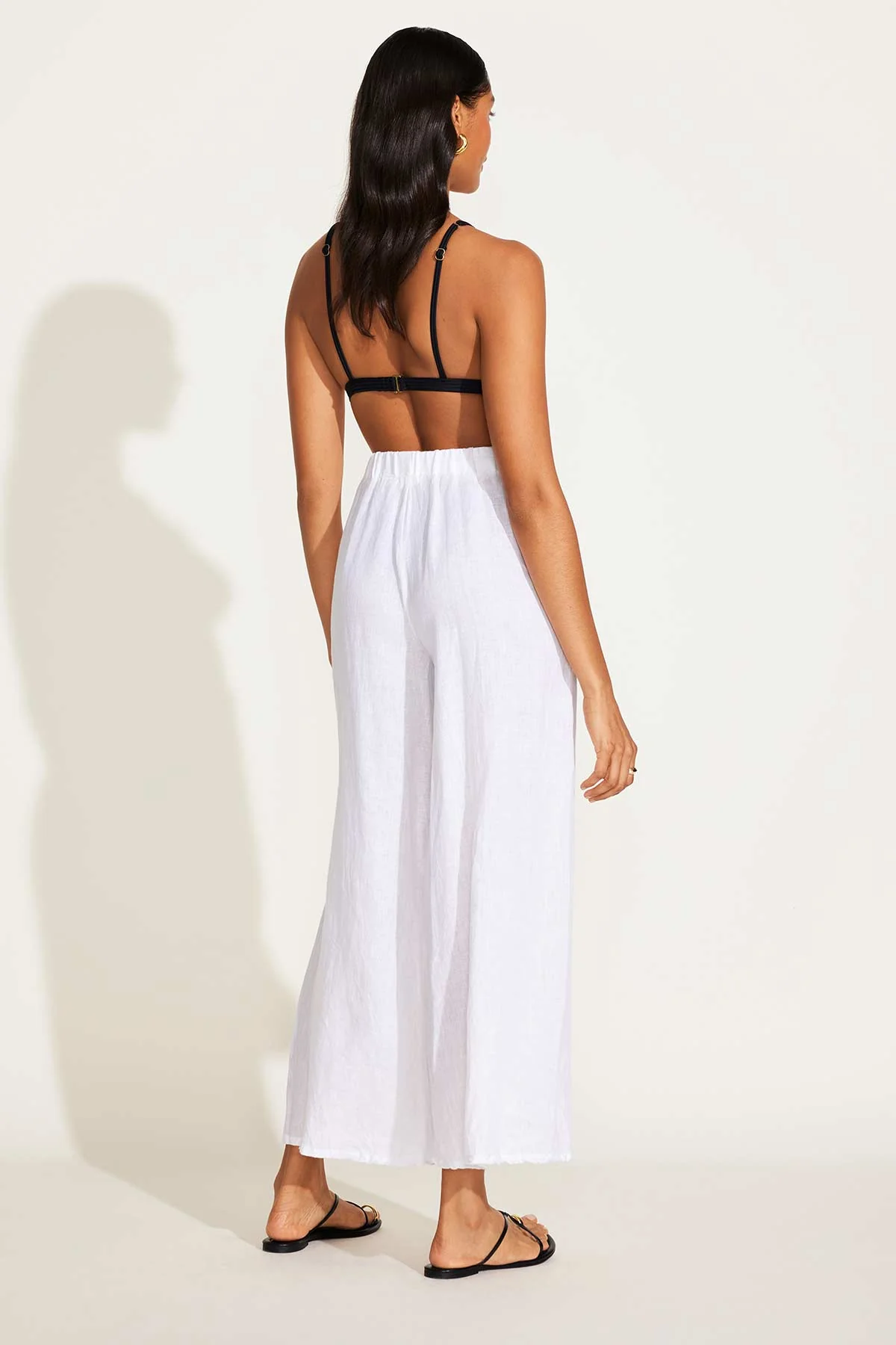 Tallows Linen Wide Leg Pant - White EcoLinen - Image 6