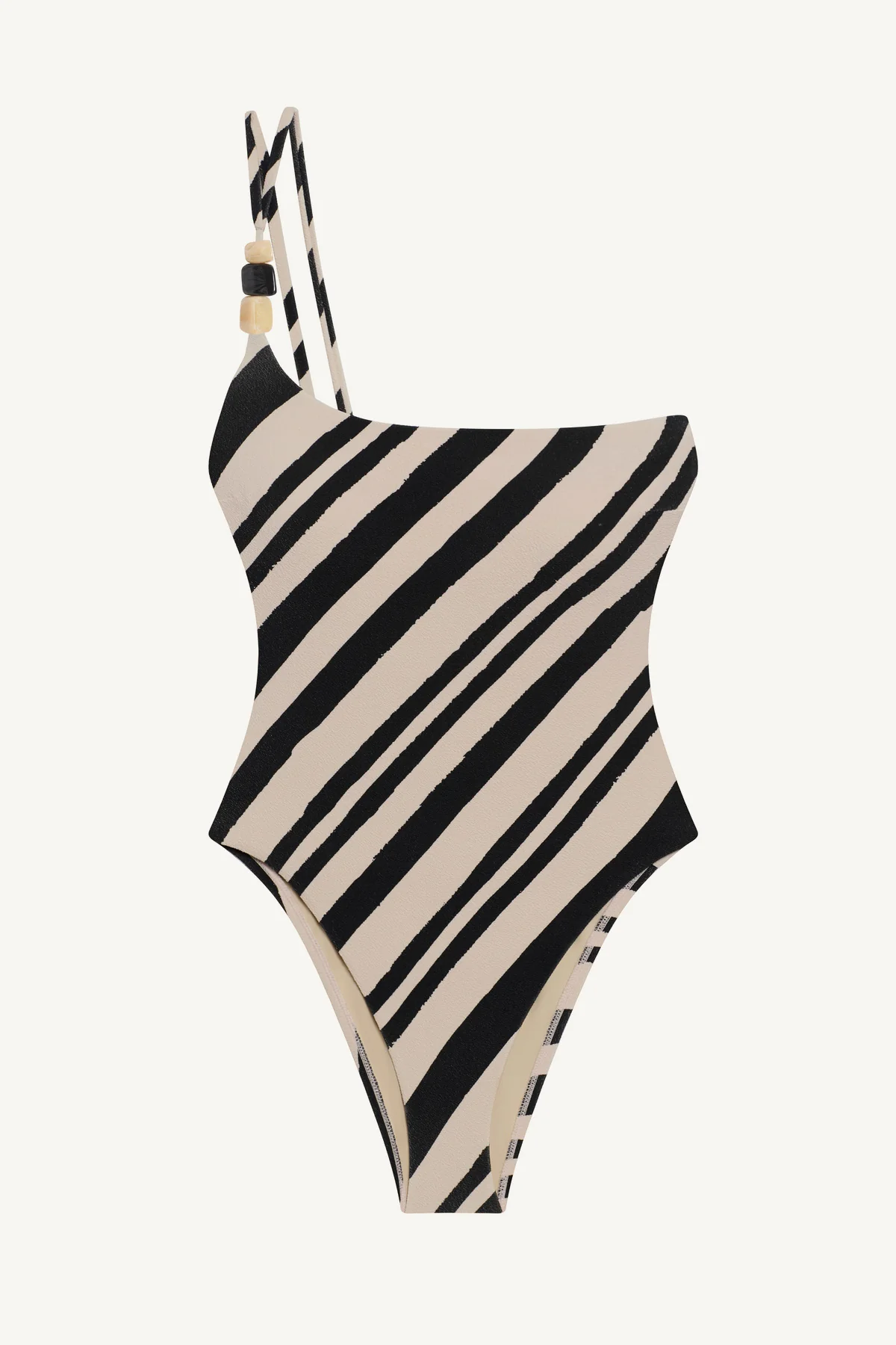 Terra Asymmetrical One Piece - Sandbar Stripe Crepe Texture - Image 4