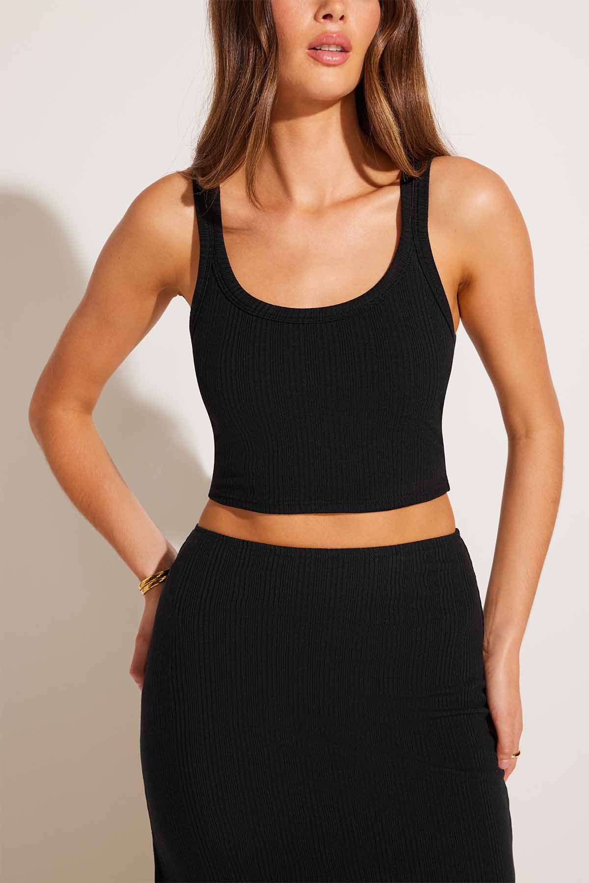 Thalia Crop Top - Black Organic Rib - Image 3