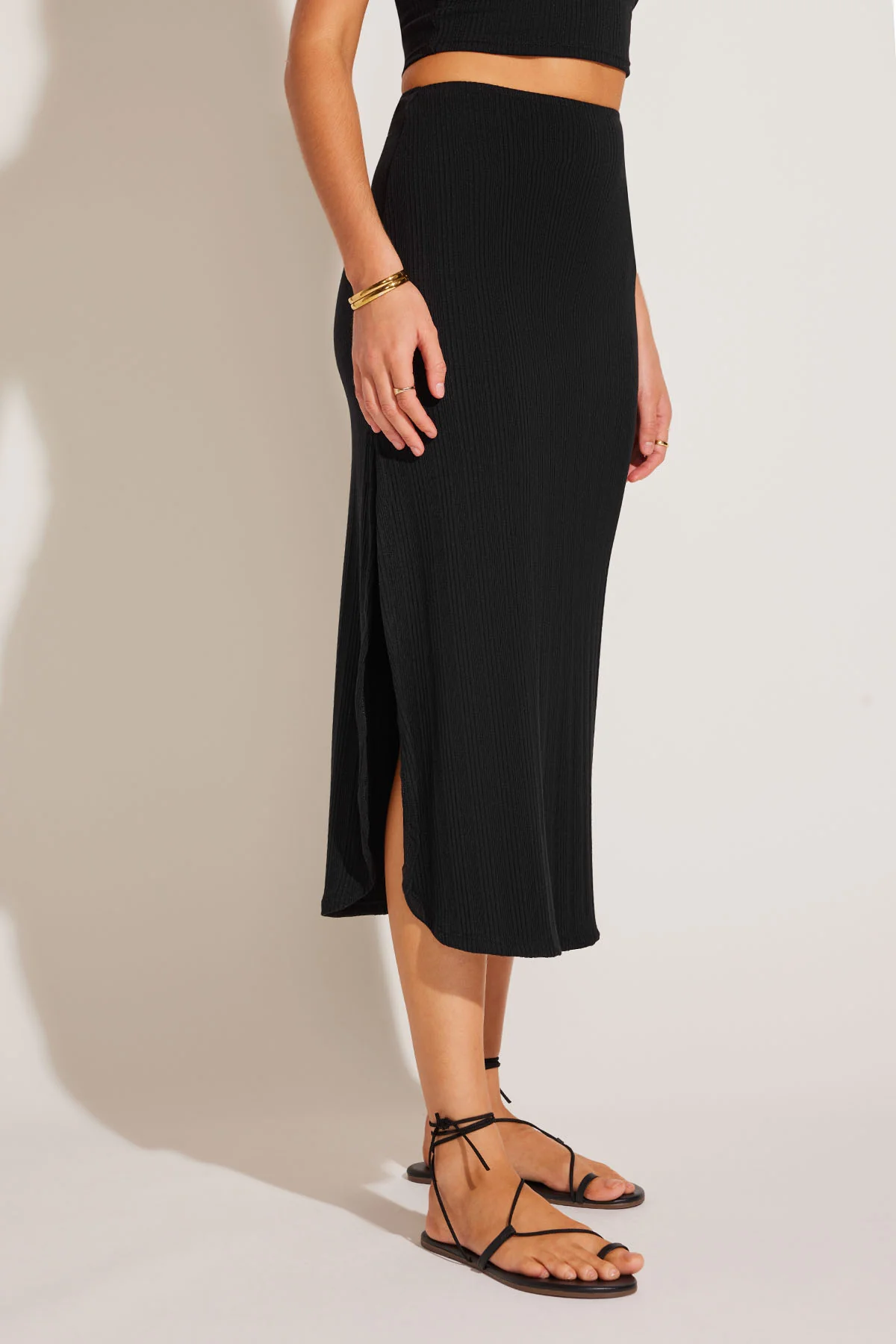 Thalia Skirt - Black Organic Rib - Image 3
