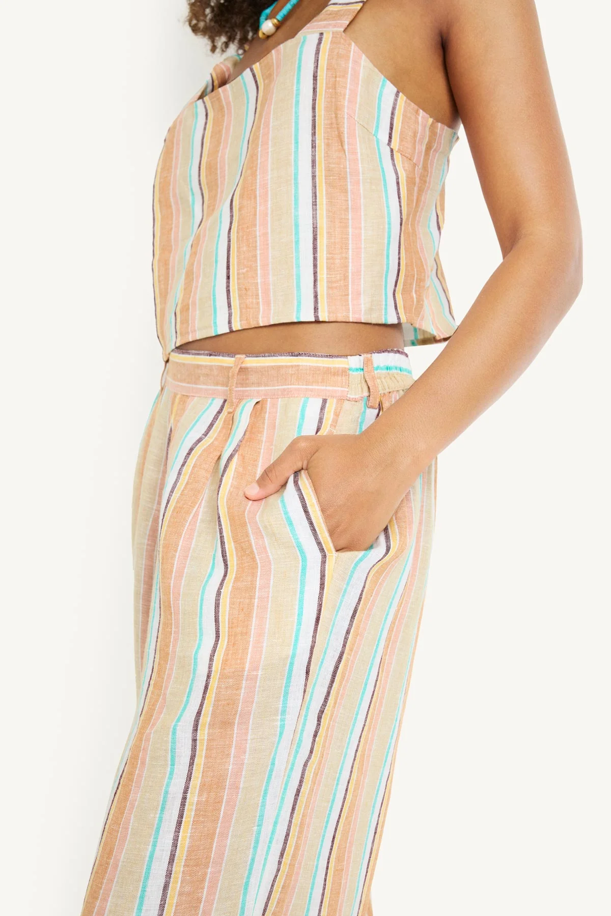 The Getaway Pant - Sand Dunes Stripe Linen - Image 2
