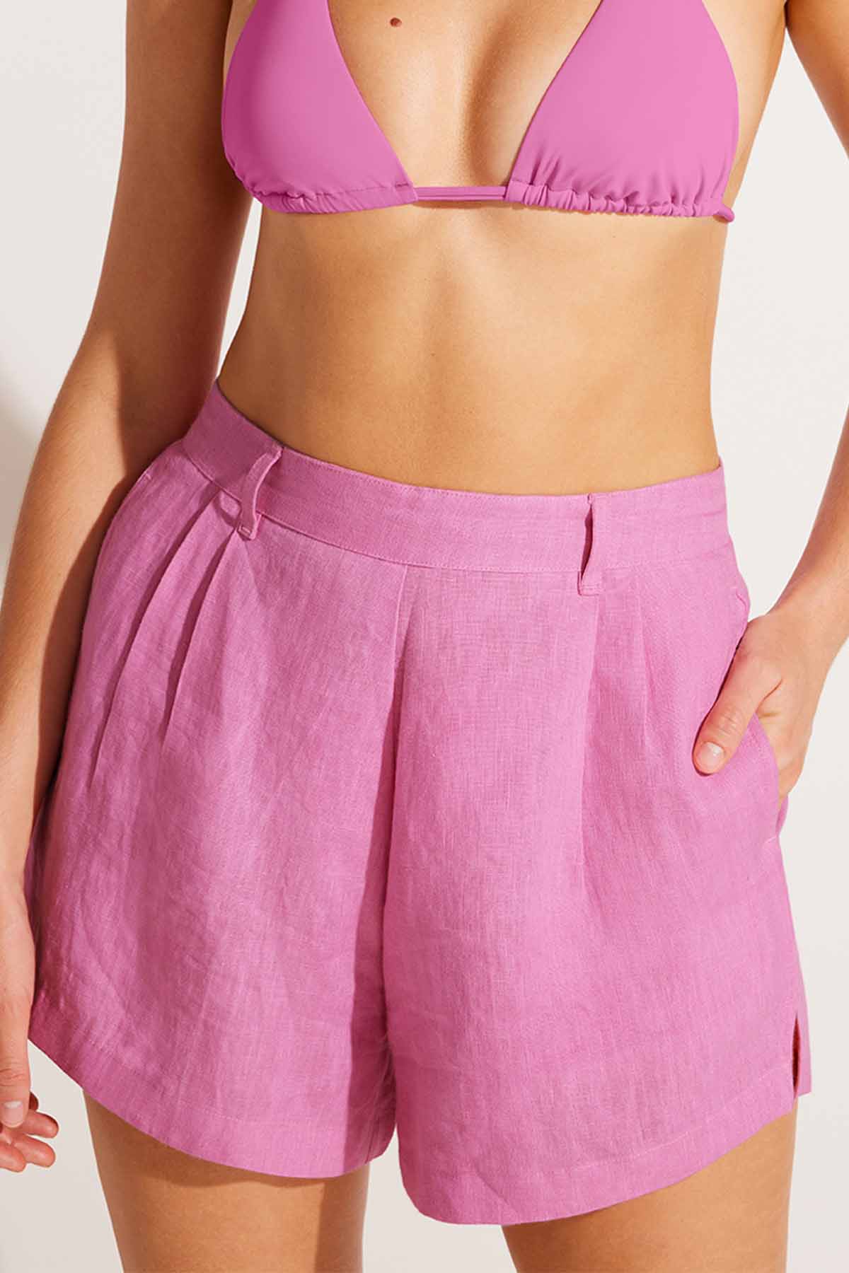 The Getaway Short - Bubblegum EcoLinen - Image 4