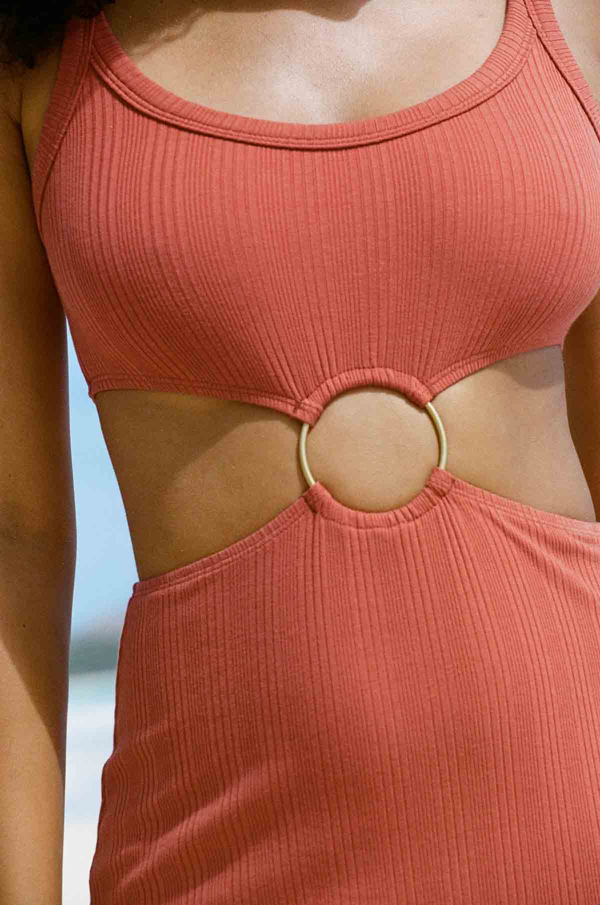 The Icon Cutout Dress - Terracotta Organic Rib - Image 6