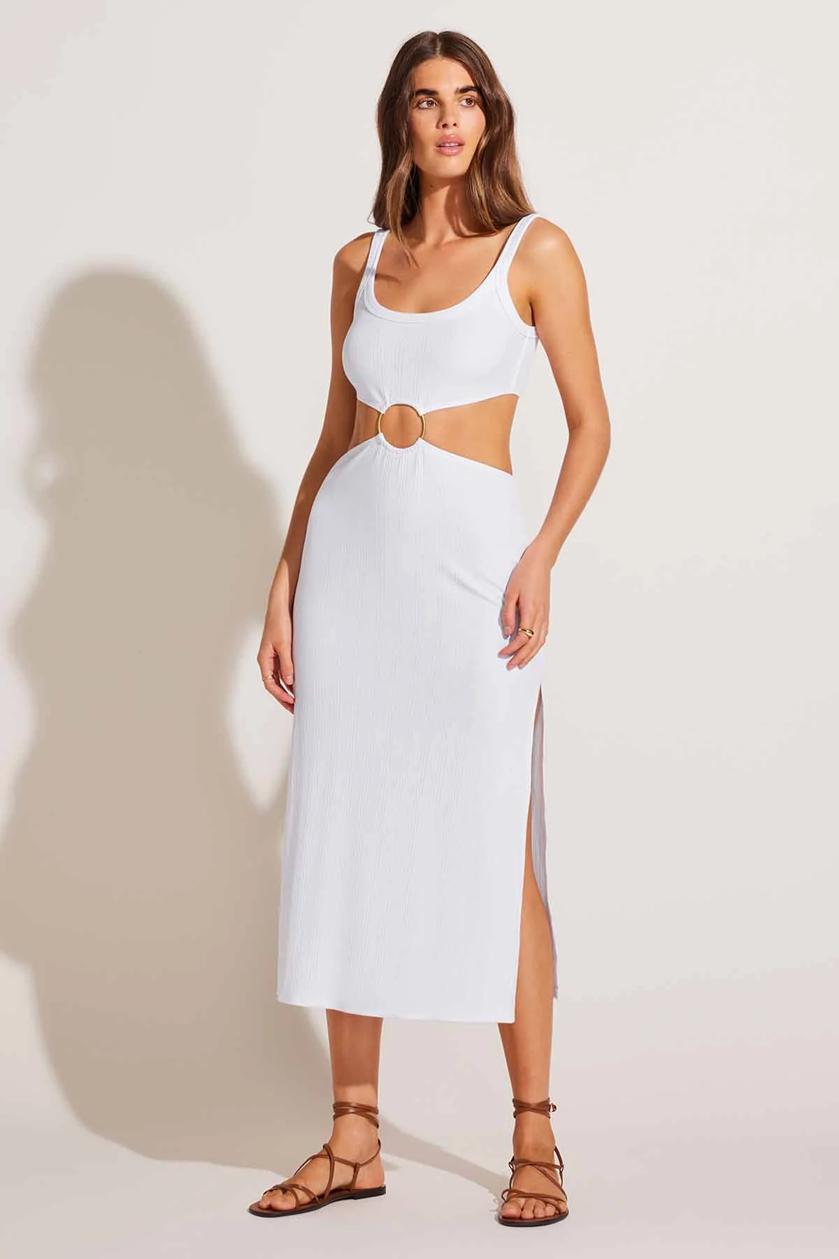 The Icon Cutout Dress - White Organic Rib