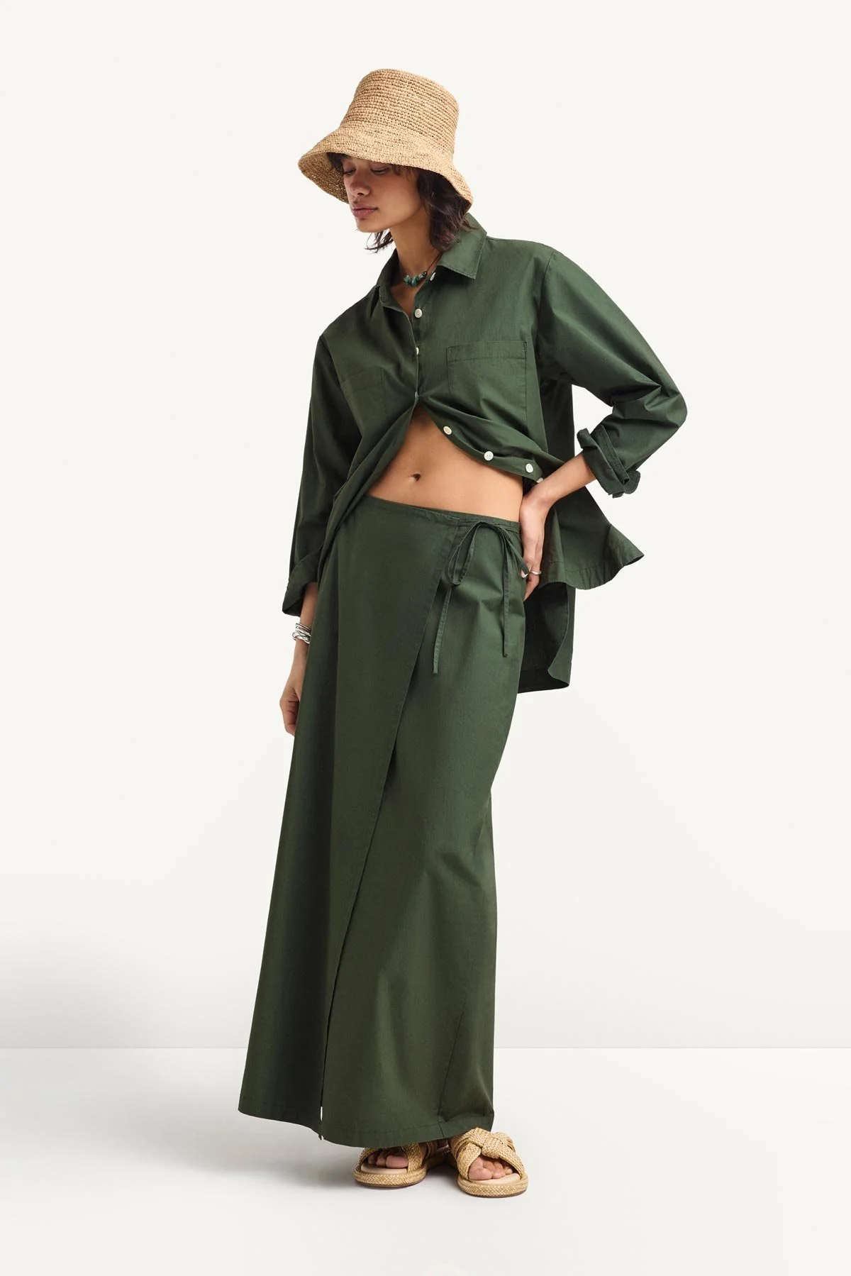Willa Wrap Skirt - Forest Cotton Poplin - Image 3
